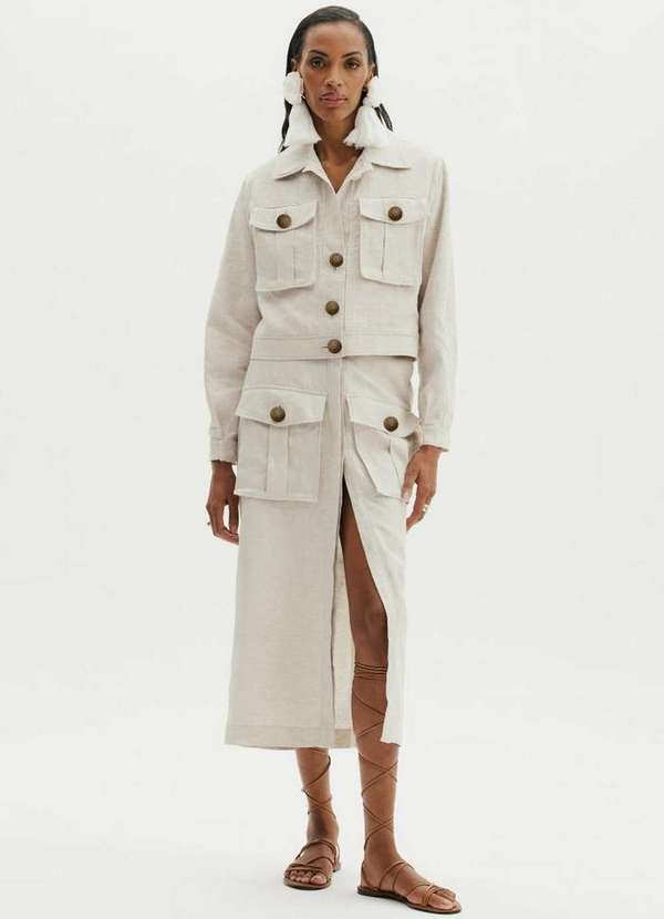 Amarante do Brasil - Saia Super Midi Cargo Bege