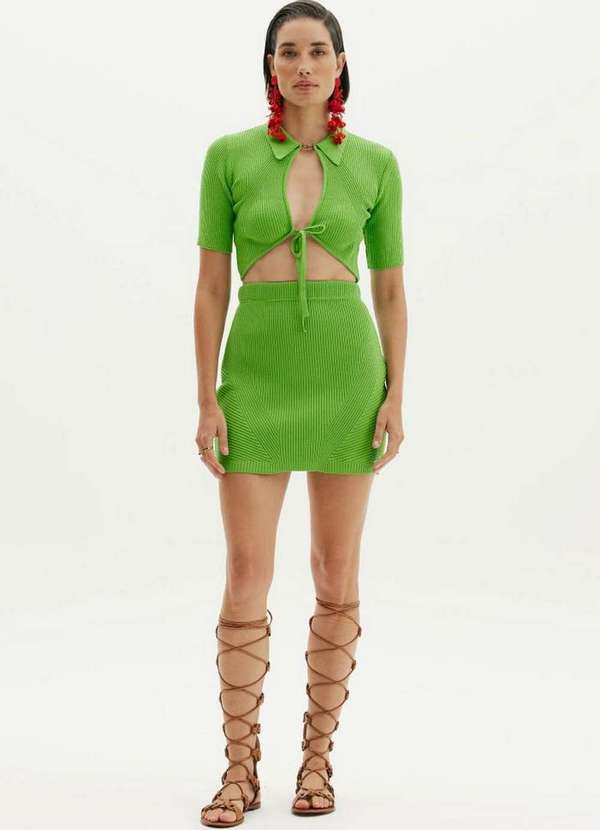 Amarante do Brasil - Saia Tricot Cintura Alta Branco