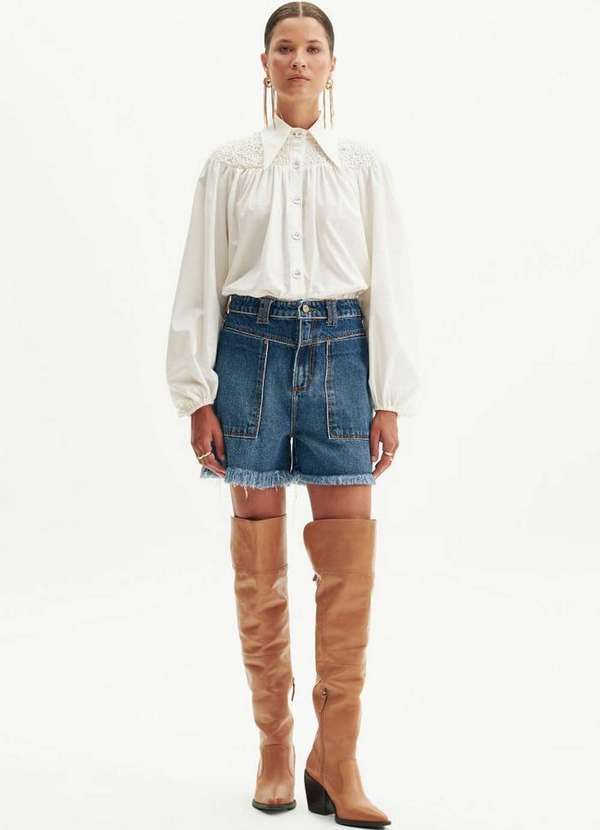 Amarante do Brasil - Bermuda Jeans Comfort Super High Azul