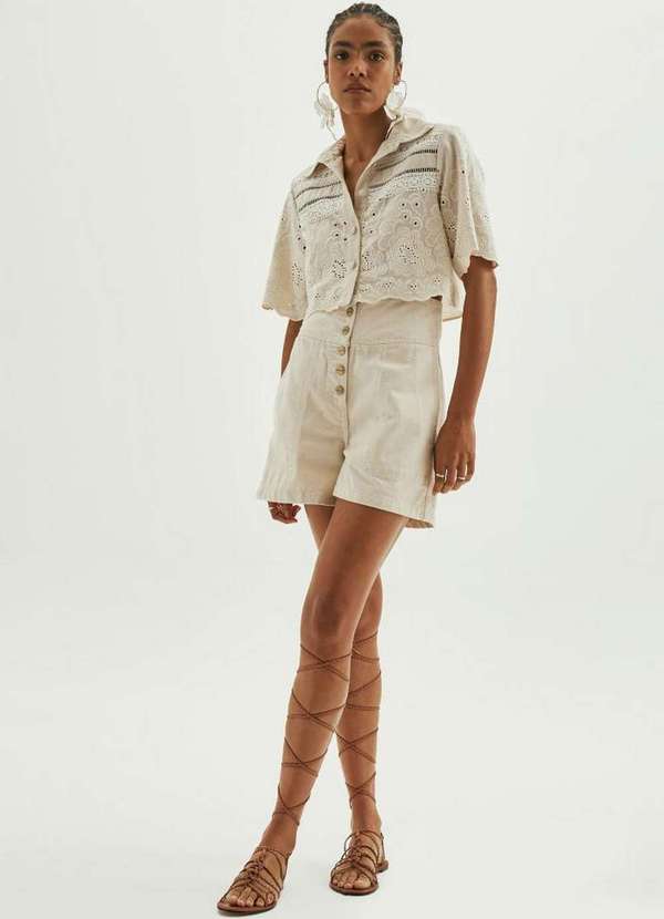 Amarante do Brasil - Short Sarja Comfort Super High Amarante Branco