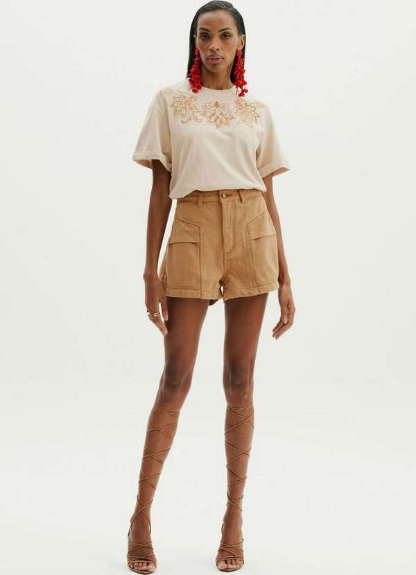 Amarante do Brasil - Short Sarja Mom Super High Bege 5