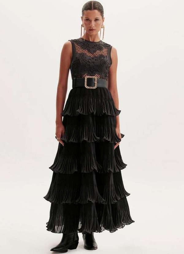 Amarante do Brasil - Vestido Camadas Super Midi Preto