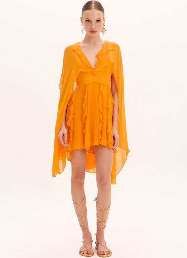 Amarante do Brasil - Vestido Curto com Babados Laranja