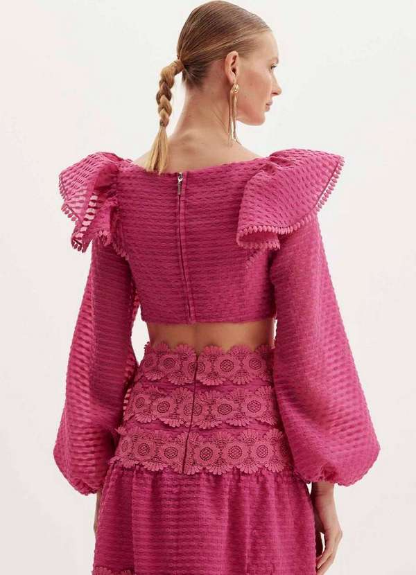 Amarante do Brasil - Vestido Longo Babados Cut Out Rosa 3