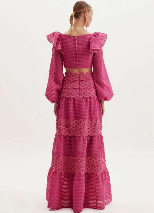 Amarante do Brasil - Vestido Longo Babados Cut Out Rosa 5
