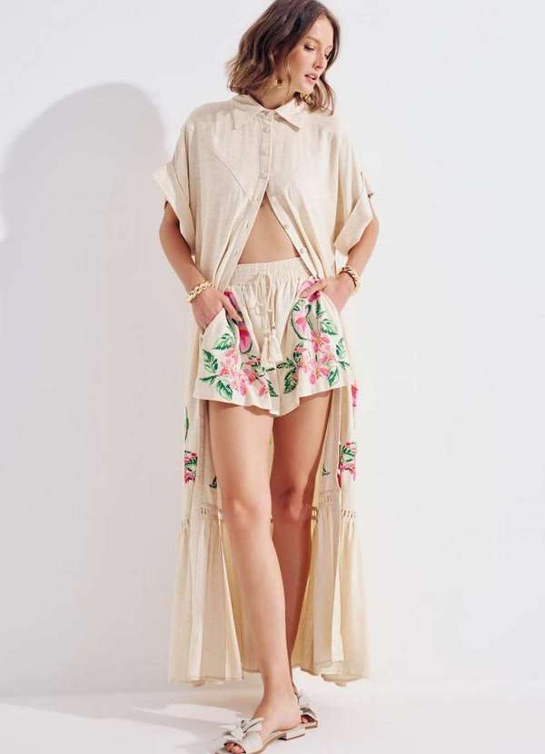 Amarante do Brasil - Vestido Longo Bordado Faixa Branco