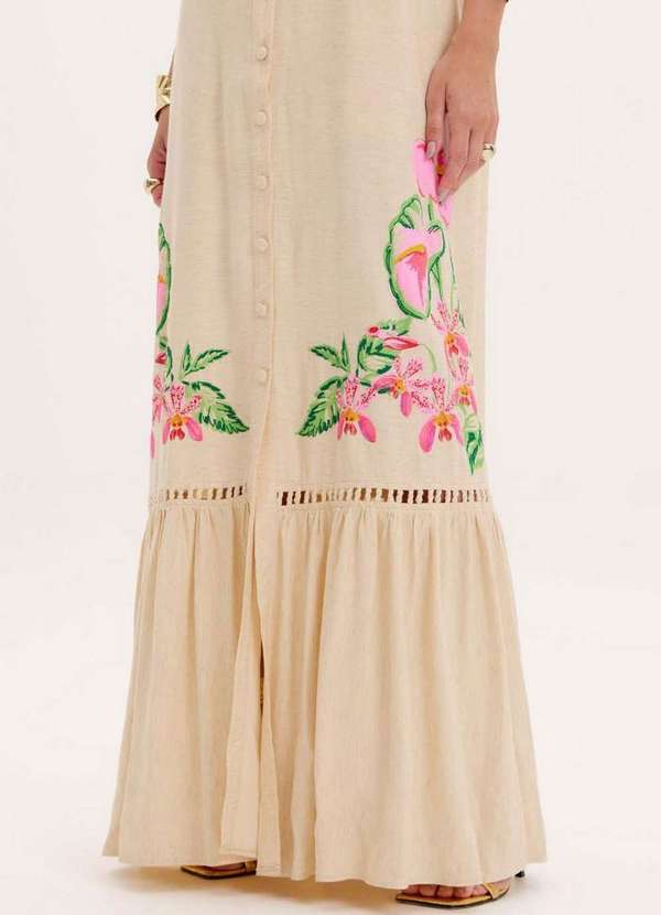 Amarante do Brasil - Vestido Longo Bordado Faixa Branco 2