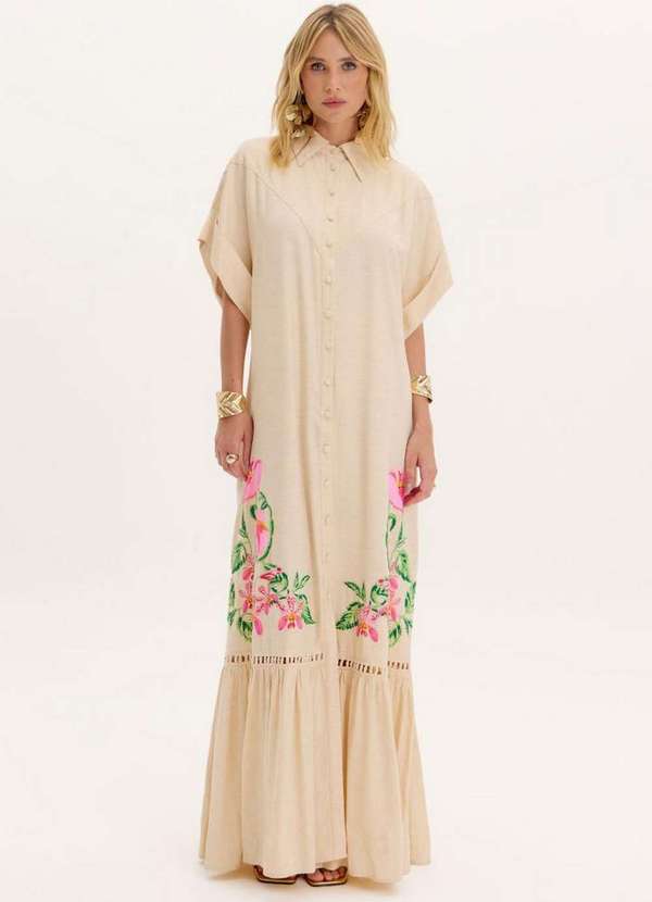 Amarante do Brasil - Vestido Longo Bordado Faixa Branco 3