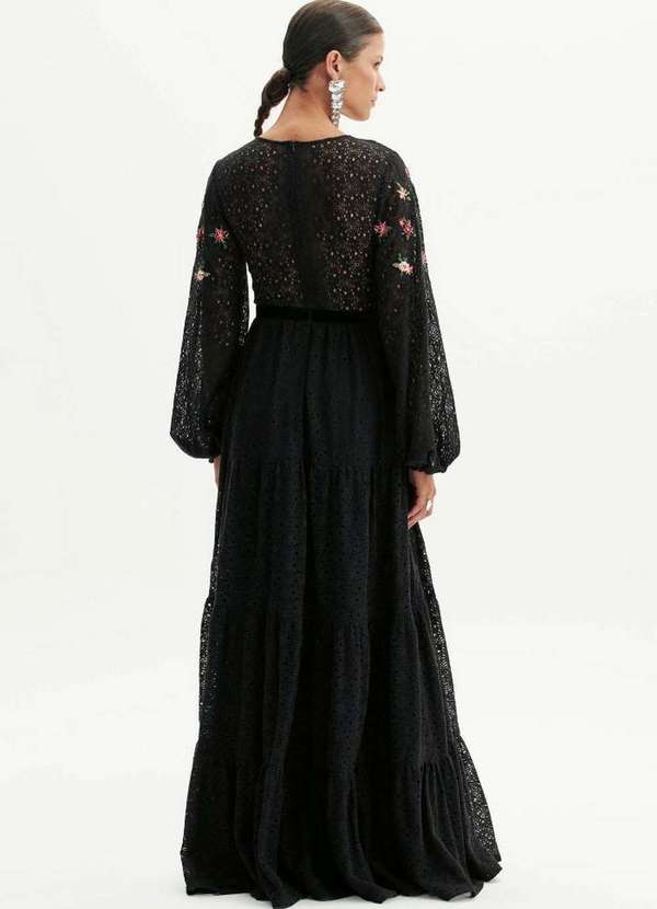 Amarante do Brasil - Vestido Longo com Bordado Preto 3