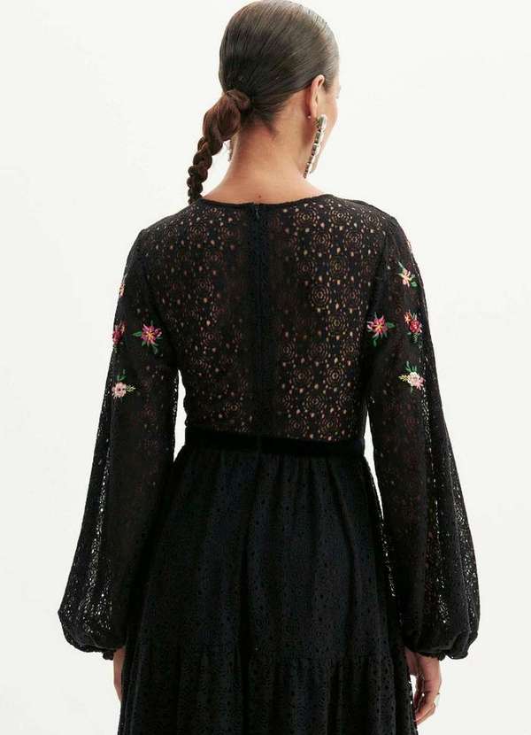 Amarante do Brasil - Vestido Longo com Bordado Preto 4