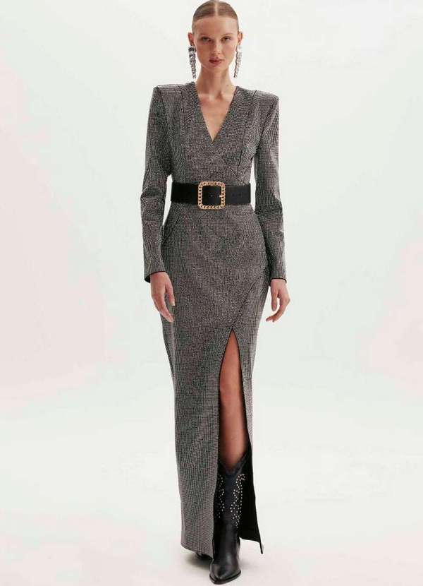 Amarante do Brasil - Vestido Longo com Fenda Preto