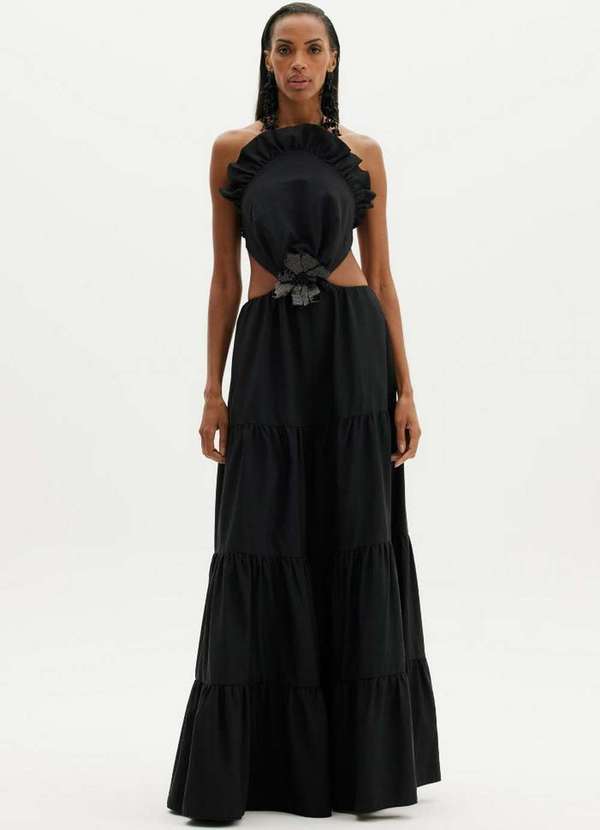 Amarante do Brasil - Vestido Longo Frente Única Preto 1