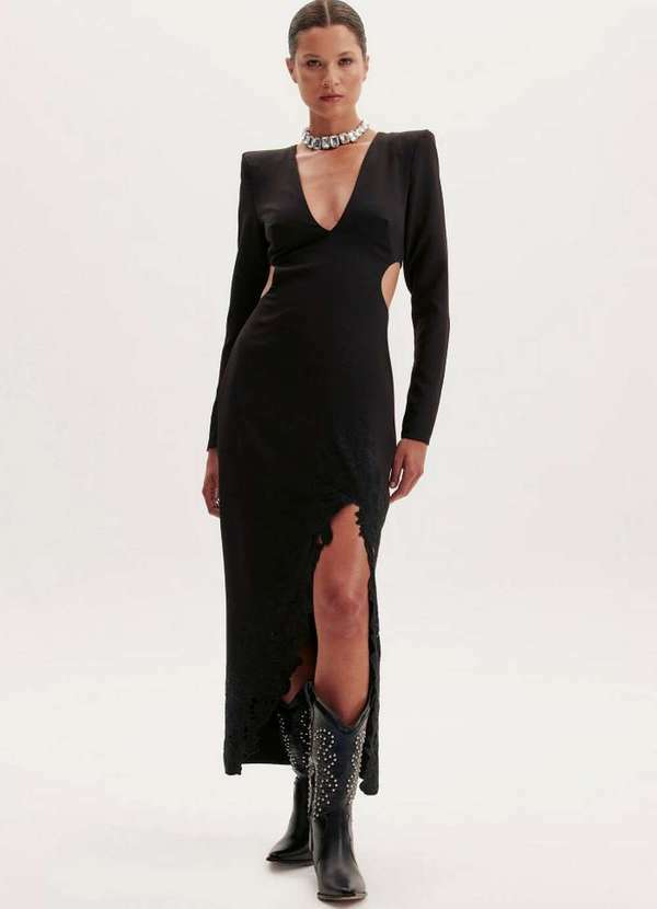 Amarante do Brasil - Vestido Super Midi Bordado Preto