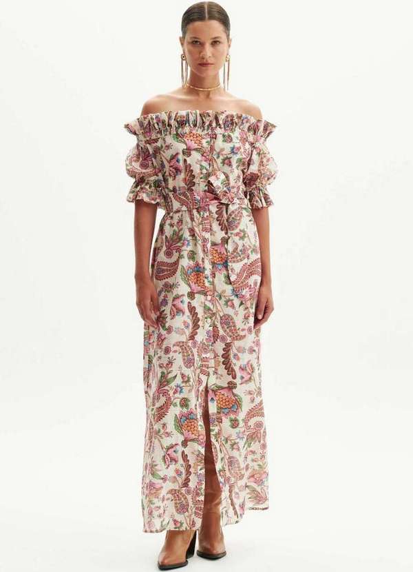 Amarante do Brasil - Vestido Super Midi Estampado Branco