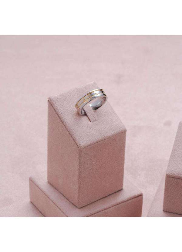 Convex - Aliança Aço Heart Beat Feel 6mm com Filete Gold Ipg Prata 2