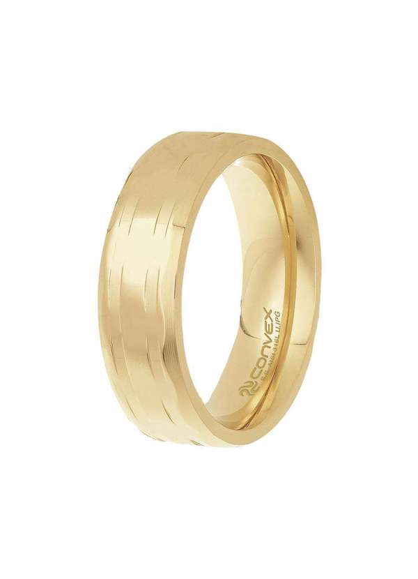 Convex - Aliança Aço Lohan 6.50mm Gold Ipg Dourado