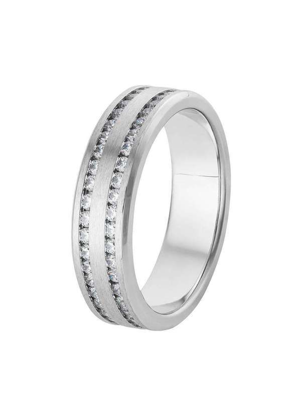 Convex - Aliança de Aço Creta com Zircônia 6mm Prata