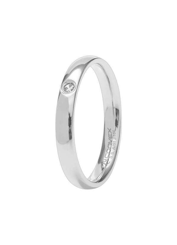 Convex - Aliança de Namoro Aster Abaulada 3mm com Zircônia Prata