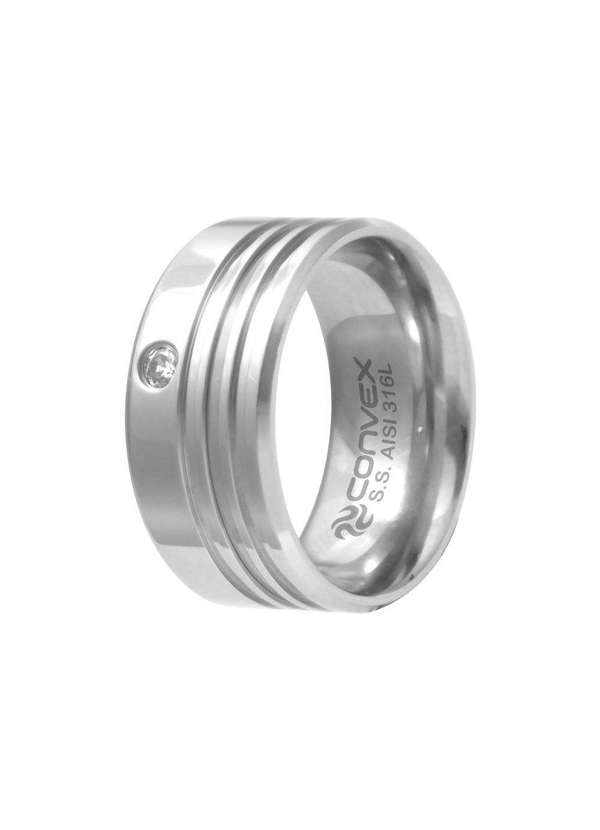 Convex - Aliança de Namoro Chrome Triple 10mm com Zircônia Prata