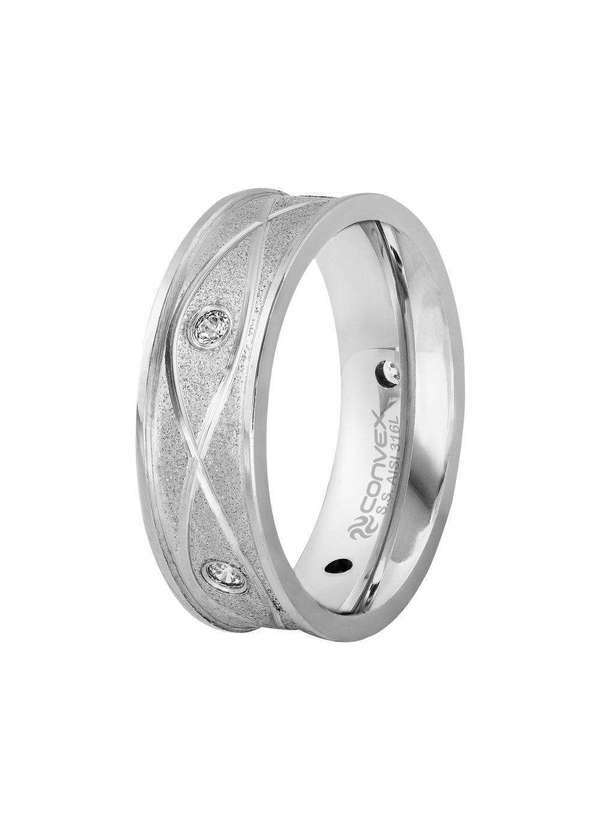 Convex - Aliança de Namoro New Eternity 7mm com Zircônia Prata