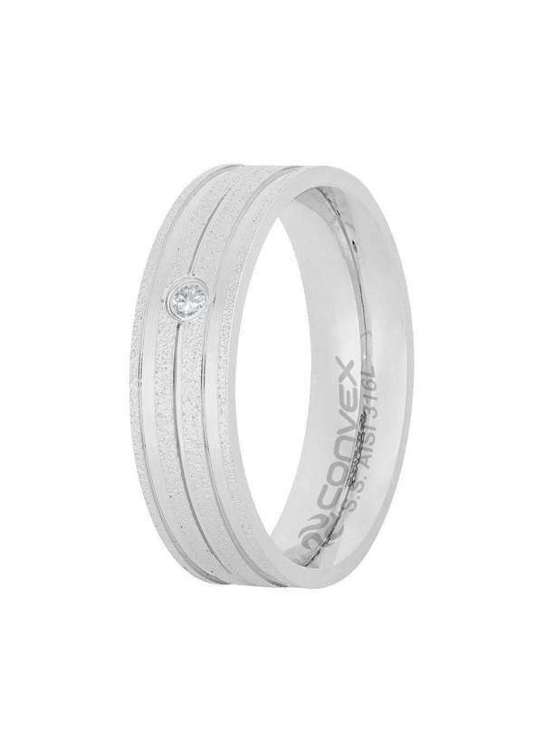 Convex - Aliança de Namoro Théa 6mm com Gtr e Zircônia Prata
