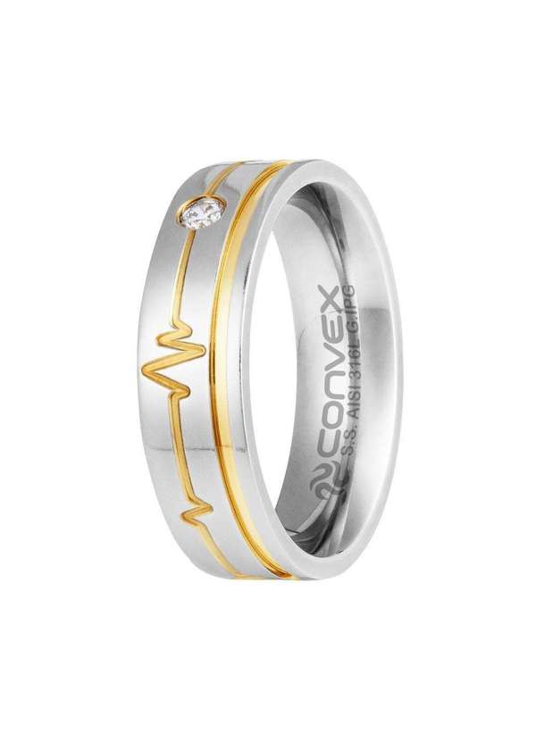 Convex - Aliança Heart Beat Feel Shine 6mm Prata