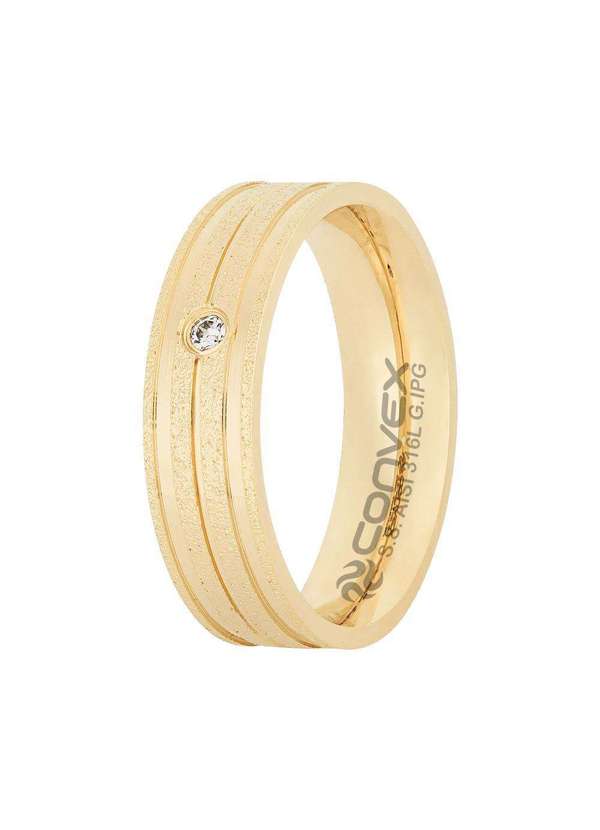 Convex - Aliança Théa 6mm Gold Ipg com Gtr e Zircônia Dourado