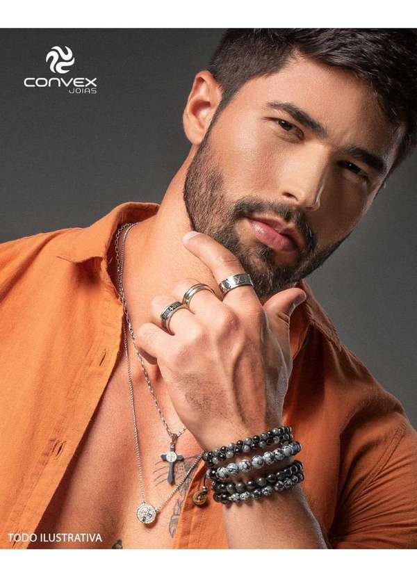 Convex - Anel de Aço Faith com Oração Pai Nosso e Resina 9mm Prata 8