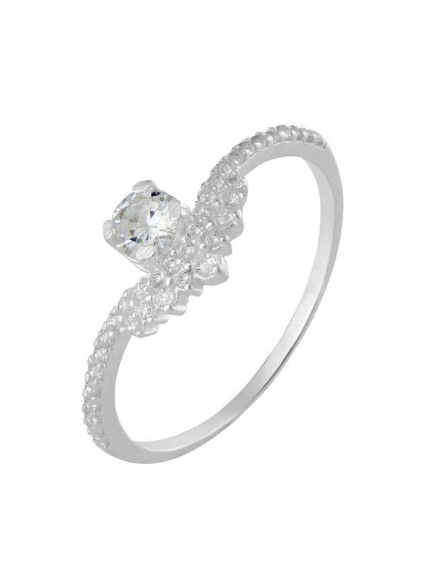 Convex - Anel de Prata Coroa Princess com Zircônia Prata