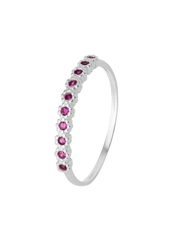 Convex - Anel de Prata Daisy com Zircônias Pink Prata