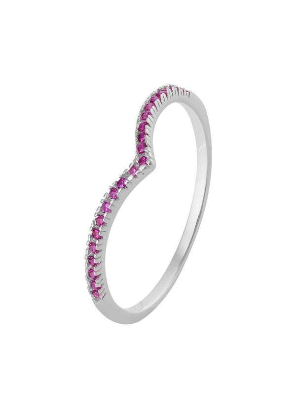 Convex - Anel de Prata Lari com Zircônias Pink Prata