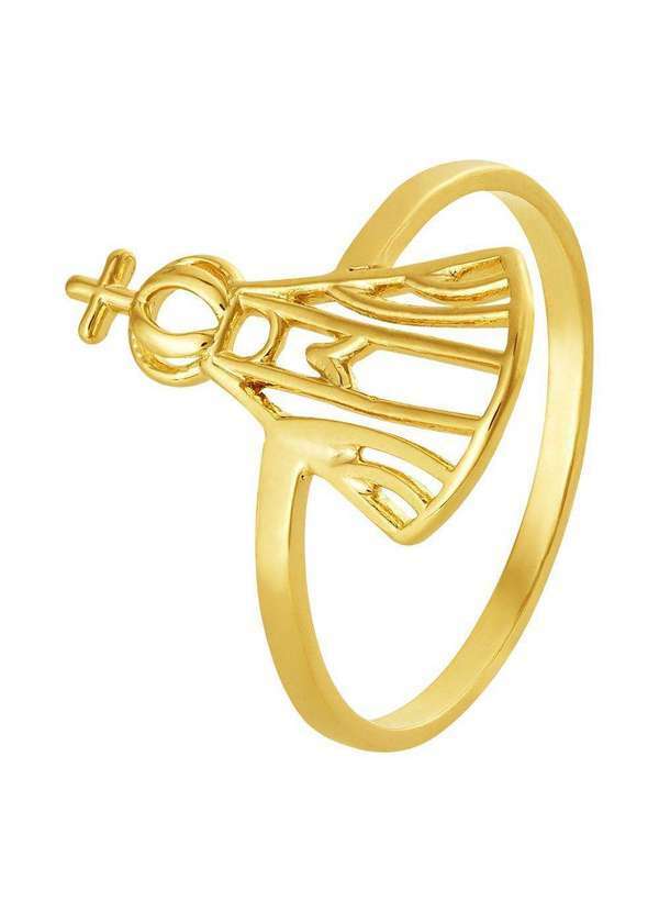 Convex - Anel de Prata Nossa Sra Aparecida Filigrana Revestida em Ouro 18k Dourado