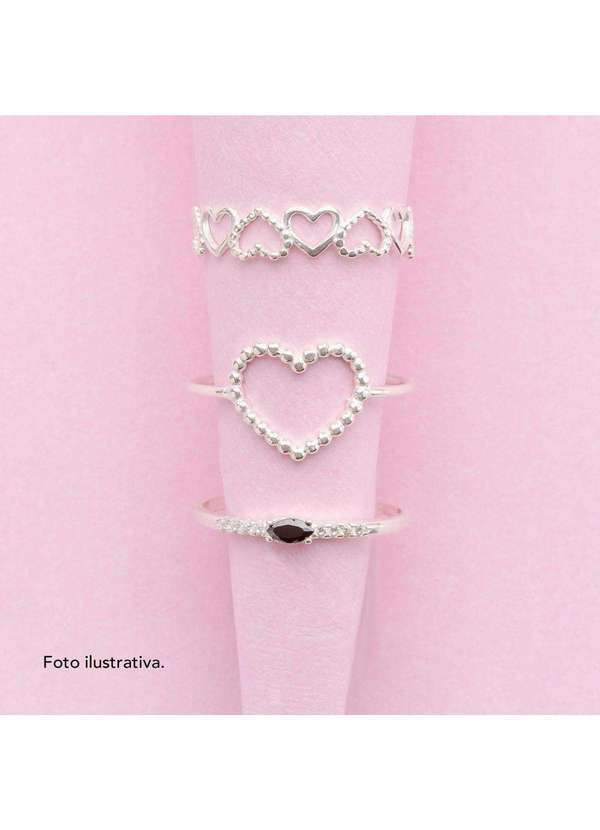 Convex - Anel de Prata Perfect com Zircônia Preta e Branca Prata 2