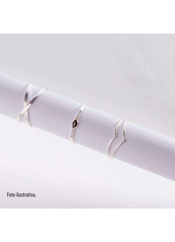 Convex - Anel de Prata Perfect com Zircônia Preta e Branca Prata 3