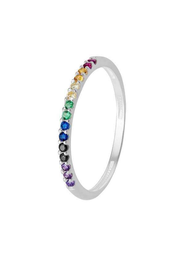 Convex - Anel de Prata Rainbow com Zircônias Colors Prata