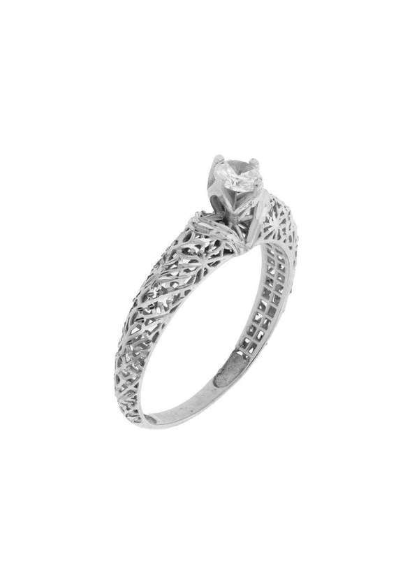 Convex - Anel de Prata Solitário Filigrana com Zircônia Branca 4mm Prata