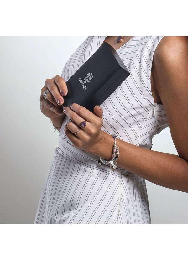 Convex - Anel Prata c/ Ouro 18k Botão Cravejado Vermelho 12mm Dourado 4