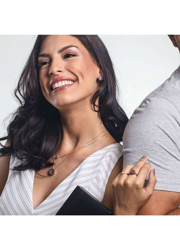 Convex - Anel Prata c/ Ouro 18k Botão Cravejado Vermelho 12mm Dourado 5