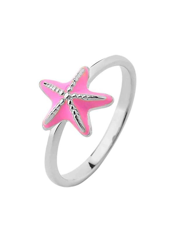 Convex - Anel Prata Estrela do Mar com Resina Rosa 8.60x8.80mm Prata