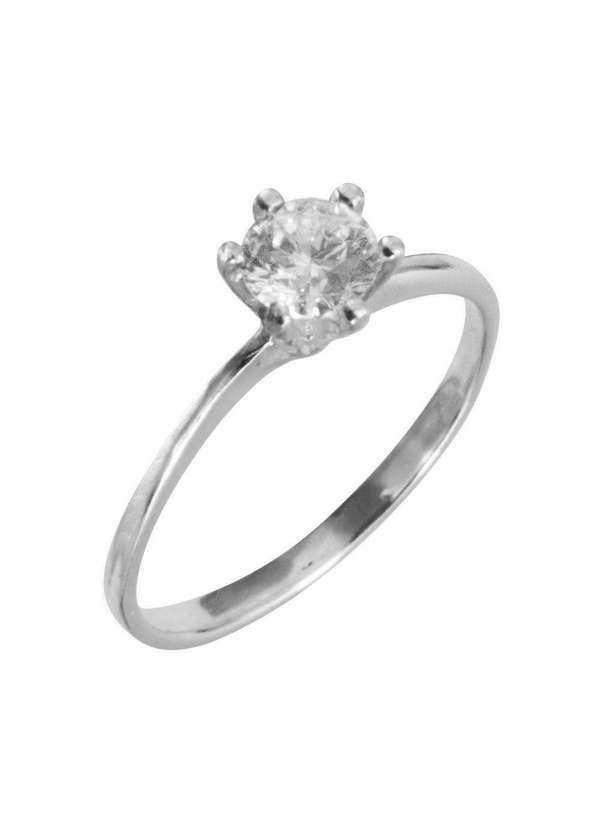 Convex - Anel Prata Solitário com Zircônia Branca 5.5mm Dourado 2