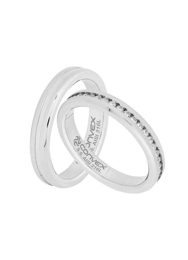 Convex - Par de Alianças de Aço Atena e Aton Prata