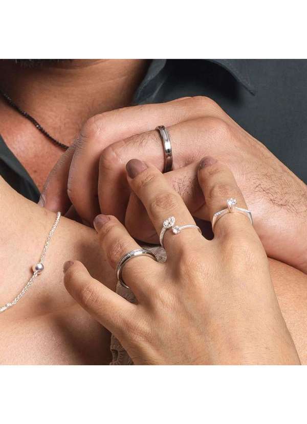 Convex - Par de Alianças de Aço Atena e Aton Prata 4