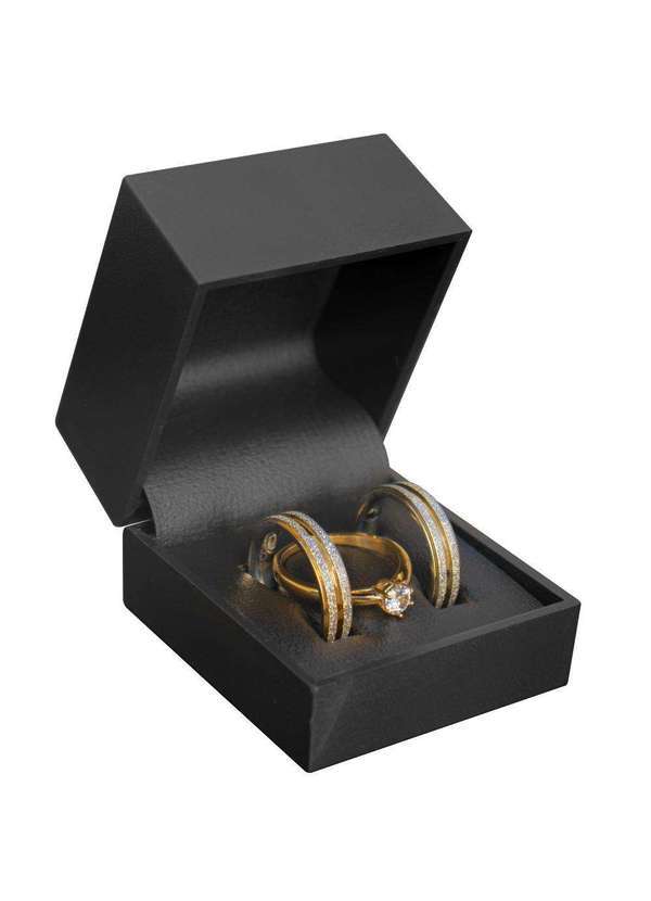 Convex - Par de Alianças Magnet Solitário Ibiza e Linda Caixa Luxor Dourado