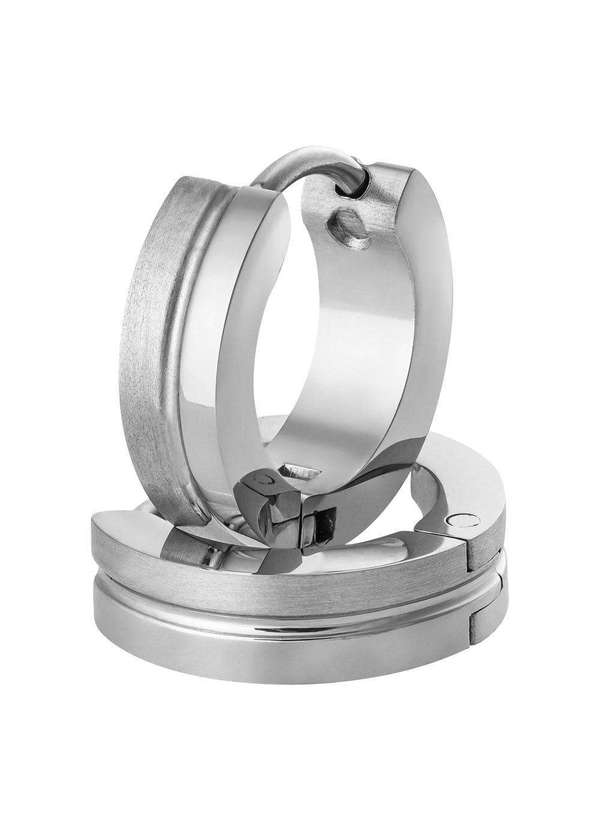 Convex - Brinco Aço Argola com Friso Central 13.5x4mm Prata