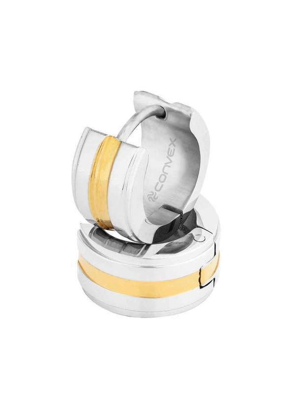 Convex - Brinco Aço Argola com Friso Ipg Central 13x7mm Prata 2