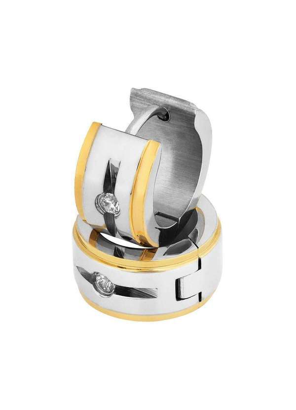 Convex - Brinco Aço Argola Friso Lateral Ipg com Zircônia 13x7mm Prata