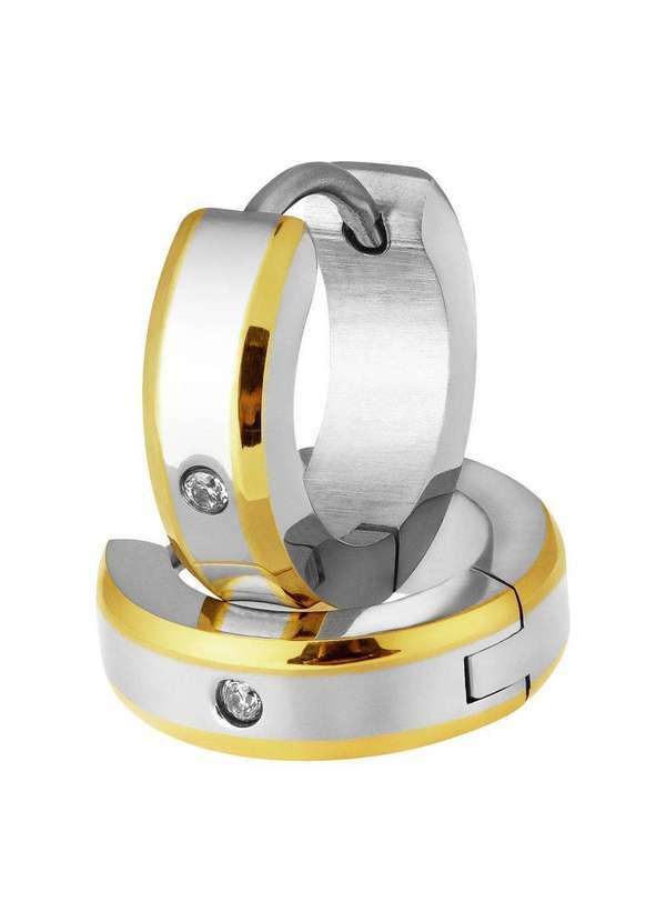 Convex - Brinco Aço Argola Pequeno com Ipg Lateral e Zircônia 13x4mm Prata