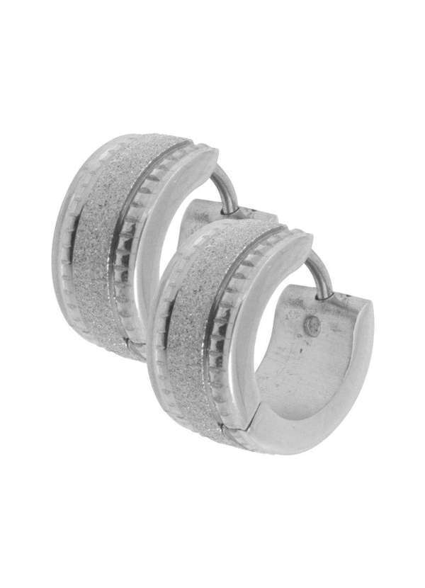 Convex - Brinco Aço Argola Recartilhada com Gtr 14x8mm Prata