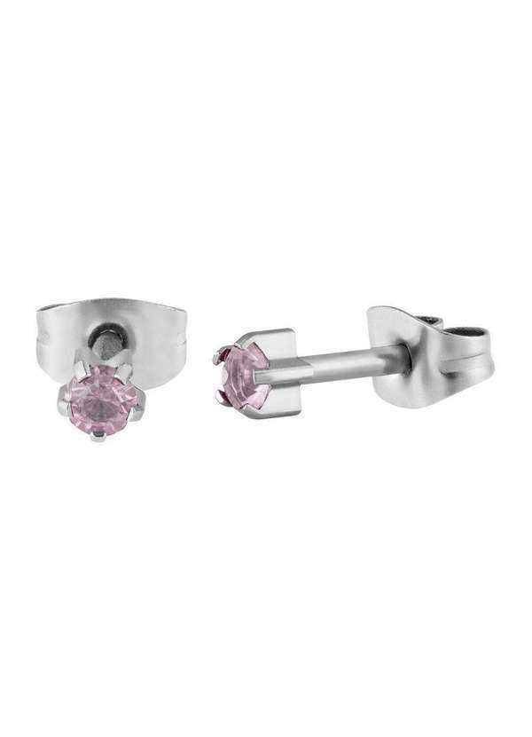 Convex - Brinco Aço Estrela com Zircônia Rosa Bebê 3.7mm Prata