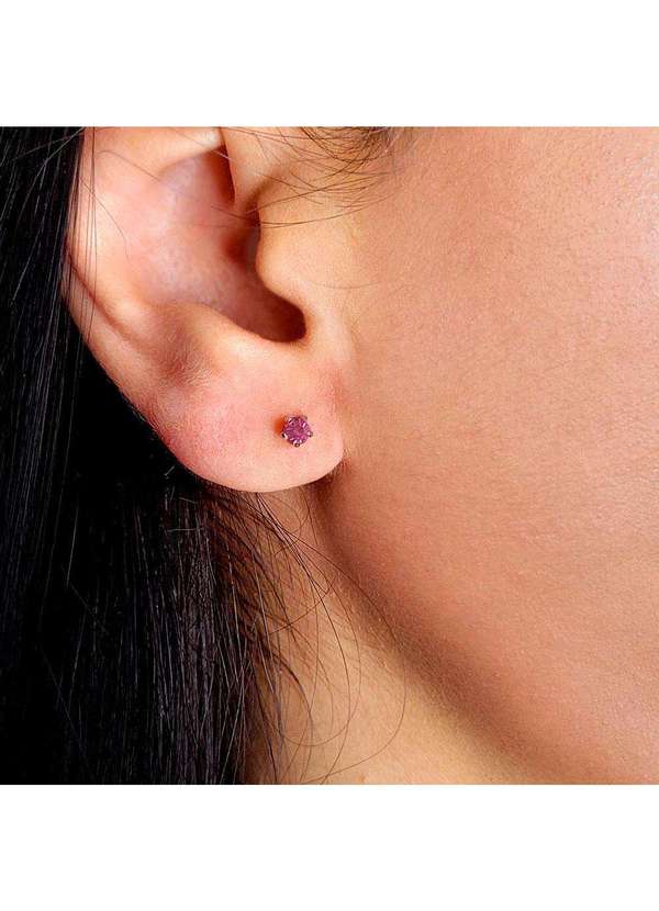 Convex - Brinco Aço Estrela com Zircônia Rosa Bebê 3,7mm Rosa